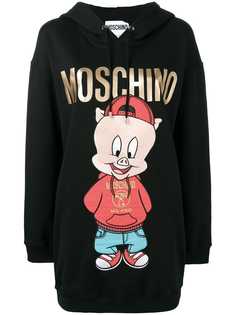 Moschino платье-толстовка с капюшоном и принтом логотипа