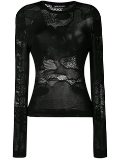 Neil Barrett топ в сетку с длинными рукавами