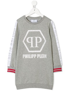 Philipp Plein Junior платье-свитер с заплаткой с логотипом