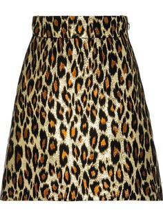 Miu Miu парчовая юбка с леопардовым узором