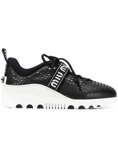 Miu Miu кроссовки с перфорированным логотипом