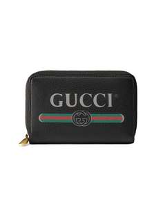 Gucci визитница на молнии с принтом логотипа