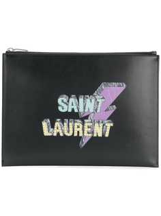 Saint Laurent клатч для планшета с принтом молний