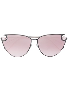 Christopher Kane Eyewear "солнцезащитные очки в оправе ""кошачий глаз"" с жемчугом"