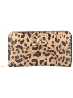 Dolce & Gabbana кошелек на молнии с леопардовым принтом