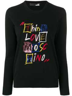 Love Moschino джемпер с вышивкой Think