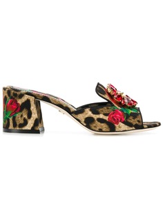 Dolce & Gabbana леопардовые мюли с цветочным декором