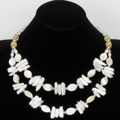 Бусы &quot;нежный зефир&quot; перламутр, жемчуг, хрусталь агат Бусики Колечки