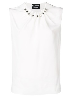 Boutique Moschino блузка с бусинами на горловине