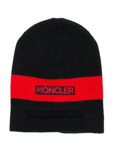 Moncler Kids logo stripe beanie