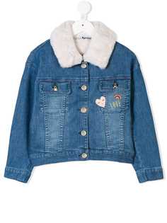 Chloé Kids джинсовая куртка с воротником из овчины