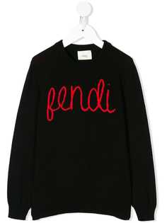 Fendi Kids джемпер с вышивкой логотипа