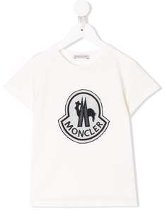 Moncler Kids футболка с вышитым логотипом