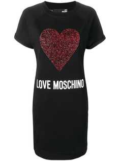 Love Moschino платье-футболка с сердцем и пайетками