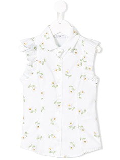 Monnalisa рубашка без рукавов с цветочным принтом