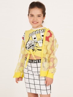 Толстовка на молнии для девочки из футера 2-х нитки и органзы с нашивкой Nota Bene