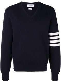 Thom Browne пуловер с V-образным вырезом и полосками 4-Bar