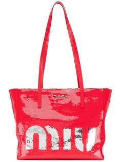 Miu Miu сумка-тоут с принтом логотипа