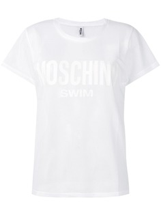 Moschino прозрачная футболка с нашивкой логотипа