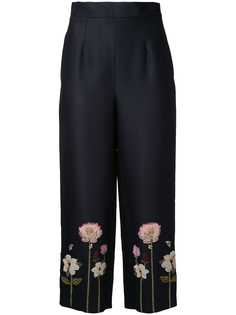 Vilshenko укороченные брюки с цветочной вышивкой