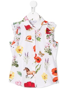 Monnalisa рубашка с цветочным принтом
