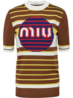 Miu Miu трикотажный пуловер с логотипом
