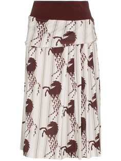 Chloé плиссированная юбка миди с изображением лошадей