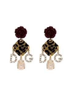 Dolce & Gabbana серьги с леопардовыми подвесками