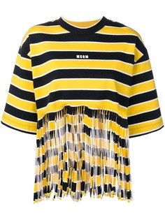 MSGM футболка в полоску с бахромой