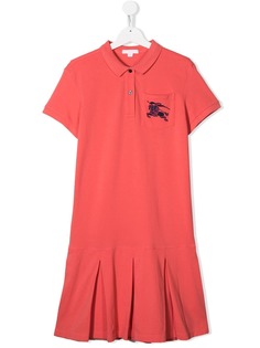 Burberry Kids платье-рубашка с воротником-поло и логотипом