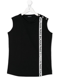 Balmain Kids топ с полосками и логотипом