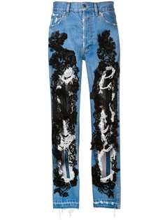 Almaz джинсы с кружевной отделкой и прорванными деталями