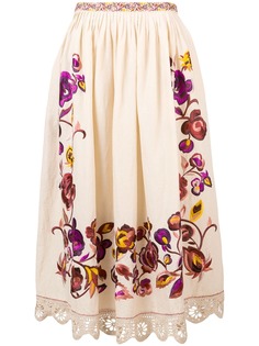 Ulla Johnson юбка с цветочной вышивкой