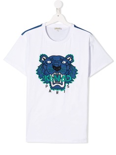 Kenzo Kids футболка с вышитым логотипом и тигром