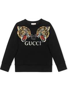 Gucci Kids толстовка с леопардами