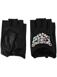 Karl Lagerfeld перчатки без пальцев с поделочными камнями