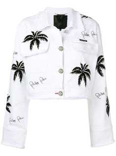 Philipp Plein джинсовая куртка с декором в виде пальм
