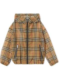 Burberry Kids легкая куртка в клетку Vintage Check с капюшоном