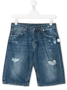 Gcds Kids состаренные джинсовые шорты