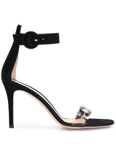 Gianvito Rossi босоножки с прозрачным ремешком и леопардовым принтом