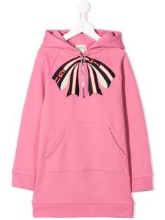 Gucci Kids платье-толстовка с капюшоном и бантом