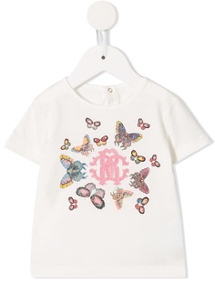 Roberto Cavalli Junior футболка с принтом бабочек и логотипом