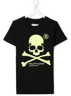 Philipp Plein Junior футболка с логотипом и принтом черепа