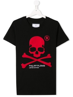 Philipp Plein Junior футболка с логотипом и принтом черепа