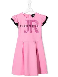 John Richmond Junior платье-футболка с логотипом и пайетками