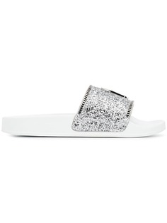 Giuseppe Zanotti шлепанцы с блестками и логотипом