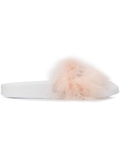 Red Valentino шлепанцы с декором из перьев