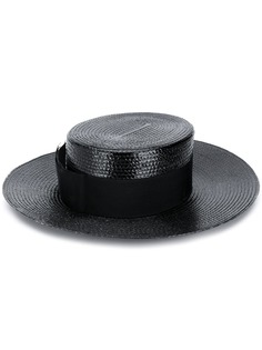 Saint Laurent маленькая соломенная шляпа канотье
