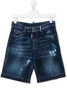 Dsquared2 Kids состаренные джинсовые шорты