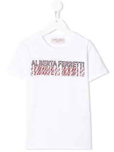 Alberta Ferretti Kids футболка с вышитым логотипом и бахромой